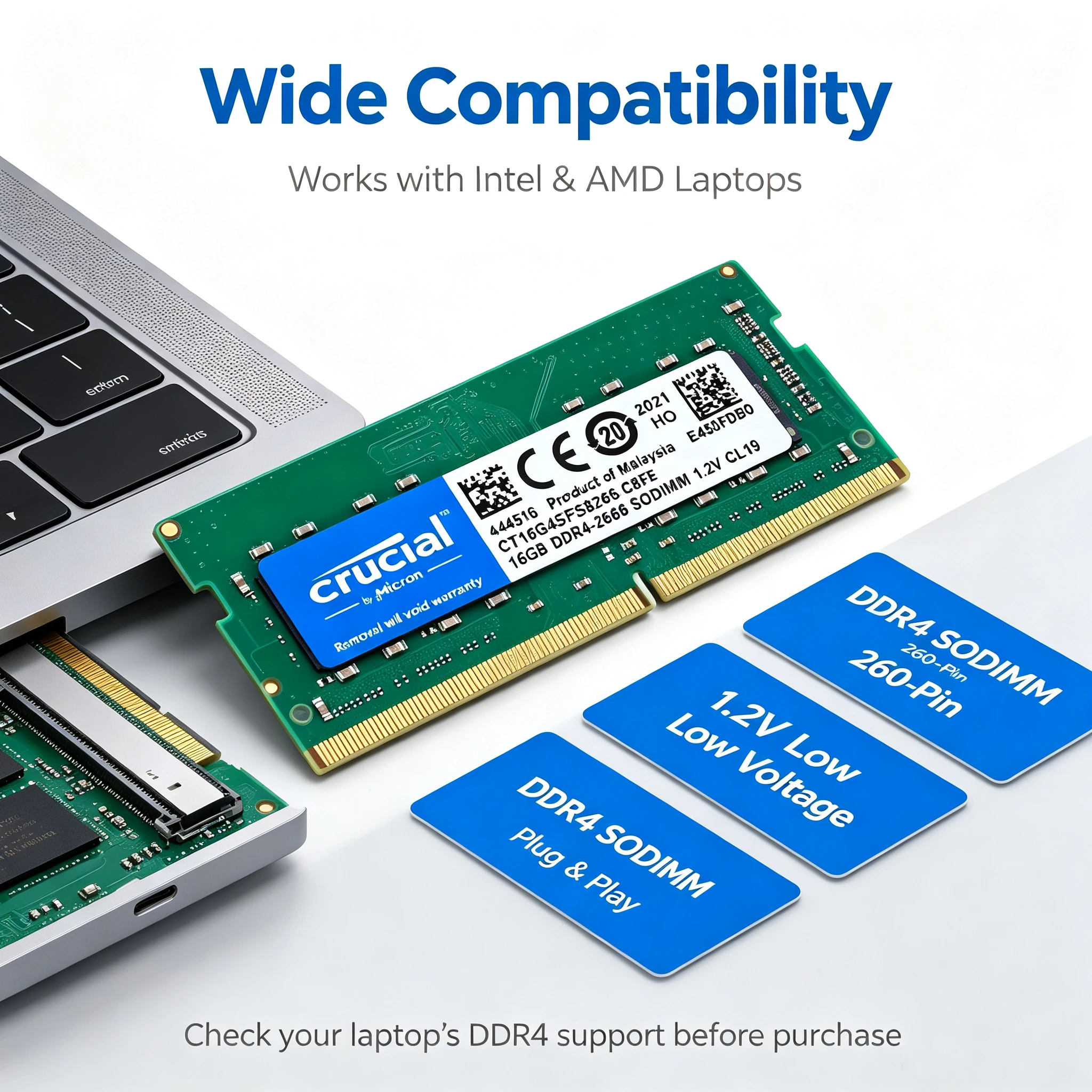 크루셜 DDR4 노트북 RAM SODIMM, 4GB,  - Ddr4 3200 16Gb 리뷰 및 가격
